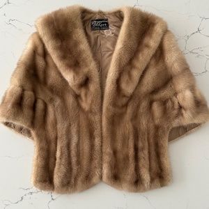 ⭐️ VINTAGE Mink Fur OLD HOLLYWOOD GLAM Bride Wrap Cape 1950's - 60's